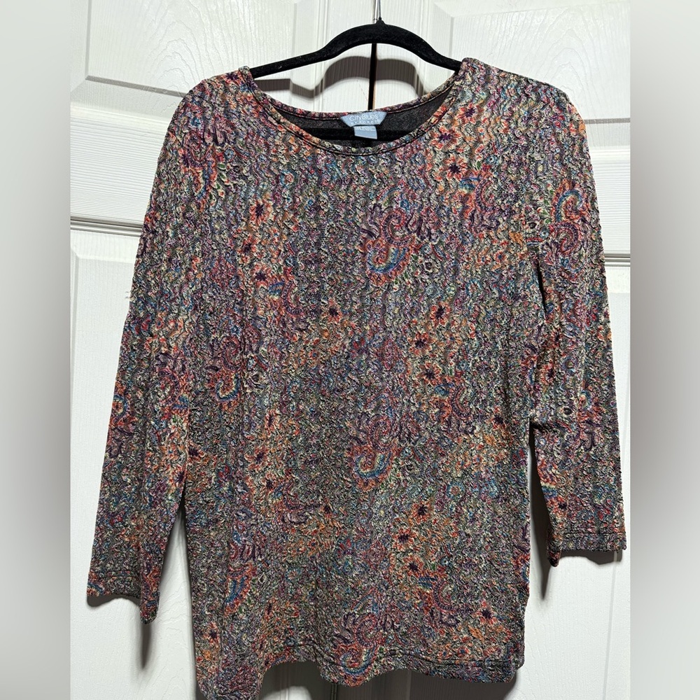 City Blues by Koret Multicolor colorful Patterned Women's Top size large